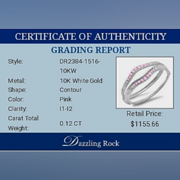 Womans White Gold Pink Sapphire Wedding Band Set (2) - Picture 10 of 10